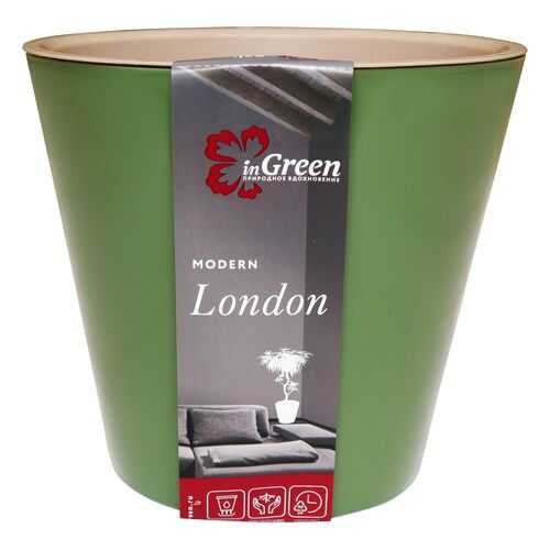 Горшок для цветов INGREEN London 12,6х11,3х12,6см, 1л оливковый в Уютерра