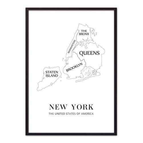 Постер в рамке New York карта 30х40 см в Уютерра