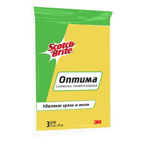 Салфетка 3M scotch-brite универсальная оптима 32 см х 38 см 3 штуки в упаковке в Уютерра